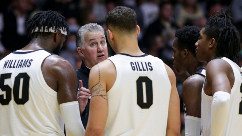 Purdue head coach Matt Painter reacts during a timeout in the second half of an NCAA men's basketball game, Friday, Dec. 3, 2021 at Mackey Arena in West Lafayette.

Bkc Purdue Vs Iowa