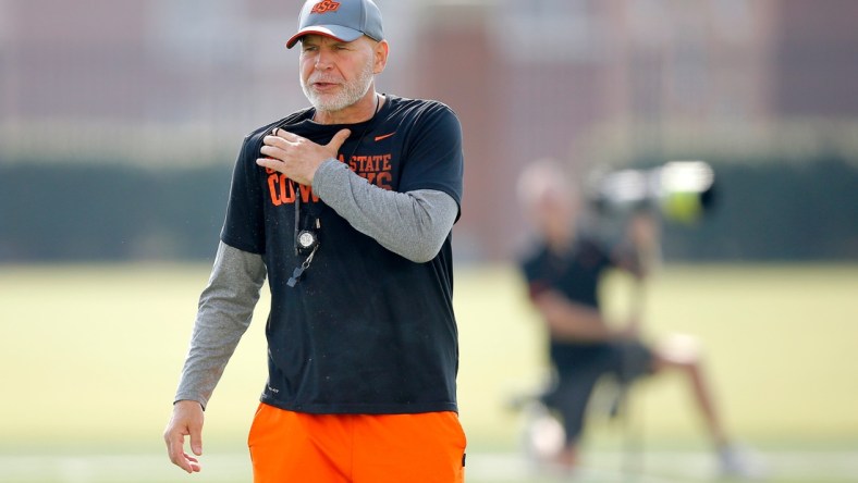 Oklahoma State defensive coordinator Jim Knowles watches during football practice at the Sherman Smith Training Center.

cutout

Syndication The Oklahoman