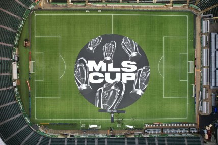 Dec 9, 2021; Portland, OR, USA; A general overall aerial view of the field at Providence Park prior to the MLS Cup between the New York City FC and the Portland Timbers. Mandatory Credit: Kirby Lee-USA TODAY Sports