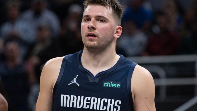 Dec 10, 2021; Indianapolis, Indiana, USA; Dallas Mavericks guard Luka Doncic (77)  in the second half against the Indiana Pacers at Gainbridge Fieldhouse. Mandatory Credit: Trevor Ruszkowski-USA TODAY Sports