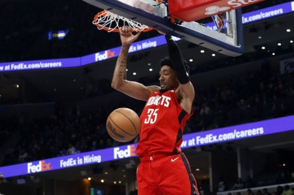 Dec 11, 2021; Memphis, Tennessee, USA; Houston Rockets forward Christian Wood (35) dunks during the first half against the Memphis Grizzles at FedExForum. Mandatory Credit: Petre Thomas-USA TODAY Sports