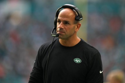 Dec 19, 2021; Miami Gardens, Florida, USA; New York Jets head coach Robert Saleh walks on the sideline during the second half against the Miami Dolphins at Hard Rock Stadium. Mandatory Credit: Jasen Vinlove-USA TODAY Sports