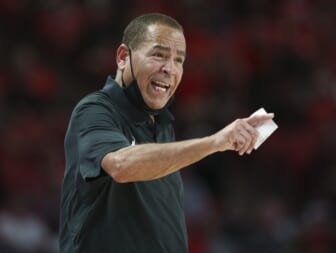 Dec 22, 2021; Houston, Texas, USA; Houston Cougars head coach Kelvin Sampson reacts during the second half against the Texas State Bobcats at Fertitta Center. Mandatory Credit: Troy Taormina-USA TODAY Sports