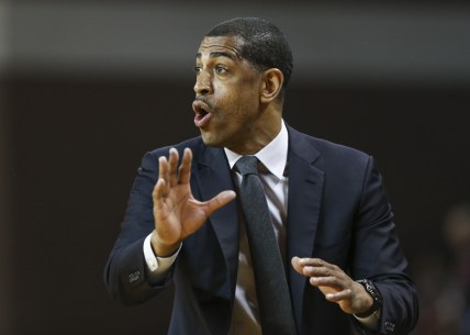 Mar 4, 2018; Houston, TX, USA; Connecticut Huskies head coach Kevin Ollie reacts after a play during the first half against the Houston Cougars at Health and Physical Education Arena. Mandatory Credit: Troy Taormina-USA TODAY Sports