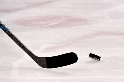 Feb 21, 2019; Sunrise, FL, USA; A general view of a puck and a stick during the the second period between the Florida Panthers and the Carolina Hurricanes at BB&T Center. Mandatory Credit: Jasen Vinlove-USA TODAY Sports