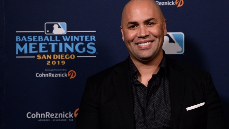 Dec 10, 2019; San Diego, CA, USA; New York Mets manager Carlos Beltran speaks to the media during the MLB Winter Meetings at Manchester Grand Hyatt. Mandatory Credit: Orlando Ramirez-USA TODAY Sport