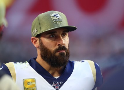 Dec 1, 2019; Glendale, AZ, USA; Los Angeles Rams safety Eric Weddle (32) against the Arizona Cardinals at State Farm Stadium. Mandatory Credit: Mark J. Rebilas-USA TODAY Sports