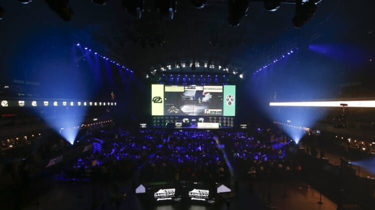 Jan 26, 2020; Minneapolis, Minnesota, USA; Los Angeles OpTic Gaming battles Chicago Huntsmen during the Call of Duty League Launch Weekend at The Armory. Mandatory Credit: Bruce Kluckhohn-USA TODAY Sports