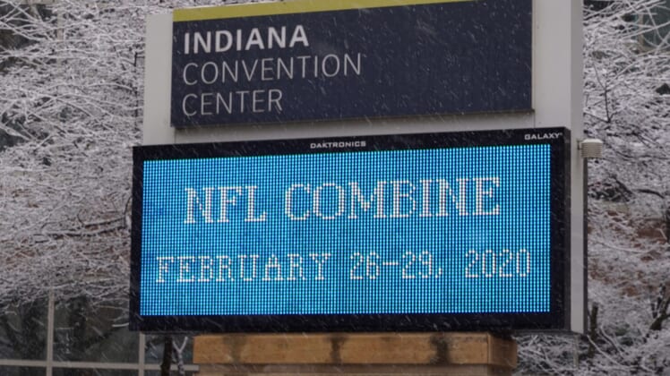 Feb 26, 2020; Indianapolis, Indiana, USA; General view of snow outside of the Indiana Convention Center during the NFL Scouting Combine. Mandatory Credit: Kirby Lee-USA TODAY Sports