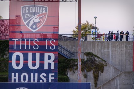 Oct 3, 2020; Frisco, Texas, USA; A view of an FC Dallas This is Our House Banner before the game between FC Dallas and the Columbus Crew at Toyota Stadium. Mandatory Credit: Jerome Miron-USA TODAY Sports