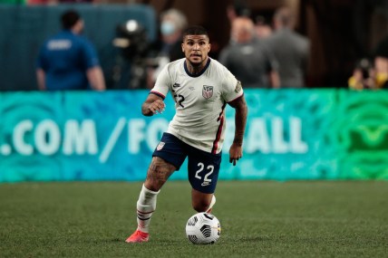 Jun 6, 2021; Denver, Colorado, USA; United States defender Deandre Yedlin (22) controls the ball in the second half against Mexico during the 2021 CONCACAF Nations League Finals soccer series final match at Empower Field at Mile High. Mandatory Credit: Isaiah J. Downing-USA TODAY Sports