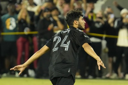 Aug 25, 2021; Los Angeles, CA, USA; MLS All-Stars forward Ricardo Pepi (24) celebrates after scoring the game winning penalty goal against the Liga MX All-Stars during the 2021 MLS All-Star Game at Banc of California Stadium. Mandatory Credit: Robert Hanashiro-USA TODAY Sports