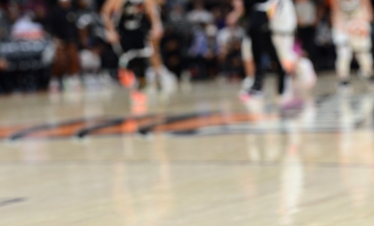 Oct 13, 2021; Phoenix, Arizona, USA; A view of court art during the second half of game two of the 2021 WNBA Finals between the Phoenix Mercury and the Chicago Sky at Footprint Center. Mandatory Credit: Joe Camporeale-USA TODAY Sports