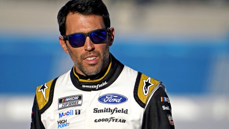 Nov 6, 2021; Avondale, Arizona, USA; NASCAR Cup Series driver Aric Almirola (10) during Cup Series Championship qualifying at Phoenix Raceway. Mandatory Credit: Peter Casey-USA TODAY Sports