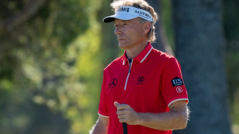 Nov 14, 2021; Phoenix, Arizona, USA; Bernhard Langer on the green of the eighth during the final round of the Charles Schwab Cup Championship golf tournament at Phoenix Country Club. Mandatory Credit: Allan Henry-USA TODAY Sports