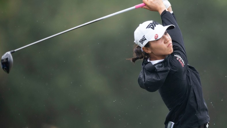 Lydia Ko (NZL) takes a swing off the tee on the 18th hole during the first round of the LPGA's CME Group Tour Championship, Thursday, Nov. 18, 2021, at Tibur  n Golf Club at the Ritz-Carlton Golf Resort in Naples, Fla.

LPGA's CME Group Tour Championship first round