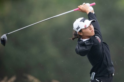 Lydia Ko (NZL) takes a swing off the tee on the 18th hole during the first round of the LPGA's CME Group Tour Championship, Thursday, Nov. 18, 2021, at Tibur  n Golf Club at the Ritz-Carlton Golf Resort in Naples, Fla.

LPGA's CME Group Tour Championship first round