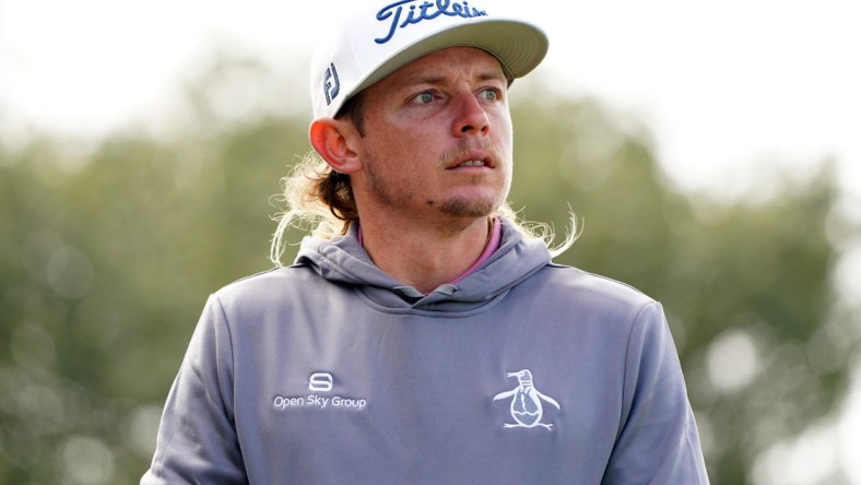 Nov 21, 2021; Sea Island, Georgia, USA; Cameron Smith walks off the second tee during the final round of the RSM Classic golf tournament at Sea Island Golf Club - Plantation Course. Mandatory Credit: John David Mercer-USA TODAY Sports