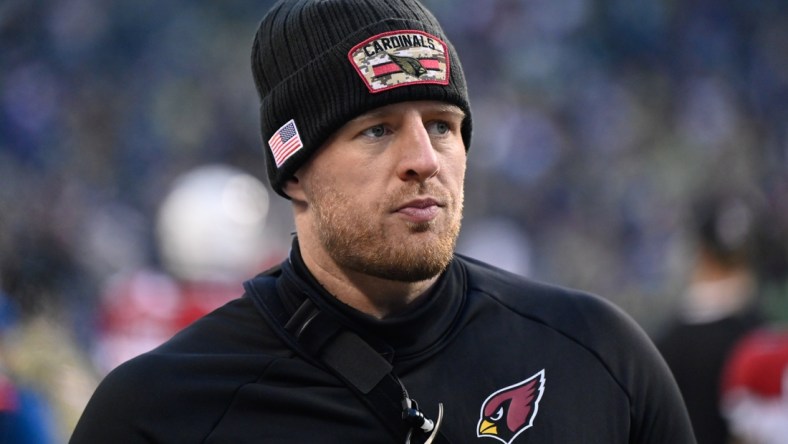 Nov 21, 2021; Seattle, Washington, USA; Arizona Cardinals defensive end J.J. Watt (99) during the second half against the Seattle Seahawks at Lumen Field. Arizona defeated Seattle 23-13. Mandatory Credit: Steven Bisig-USA TODAY Sports