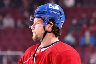 Nov 29, 2021; Montreal, Quebec, CAN; Montreal Canadiens right wing Josh Anderson (17) during the warm-up session before the game against Vancouver Canucks at Bell Centre. Mandatory Credit: Jean-Yves Ahern-USA TODAY Sports