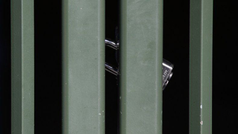 Dec 2, 2021; Chicago, IL, USA; Locked gate to Wrigley Field is seen on the first day of Major League Baseball lockout. Mandatory Credit: Kamil Krzaczynski-USA TODAY Sports