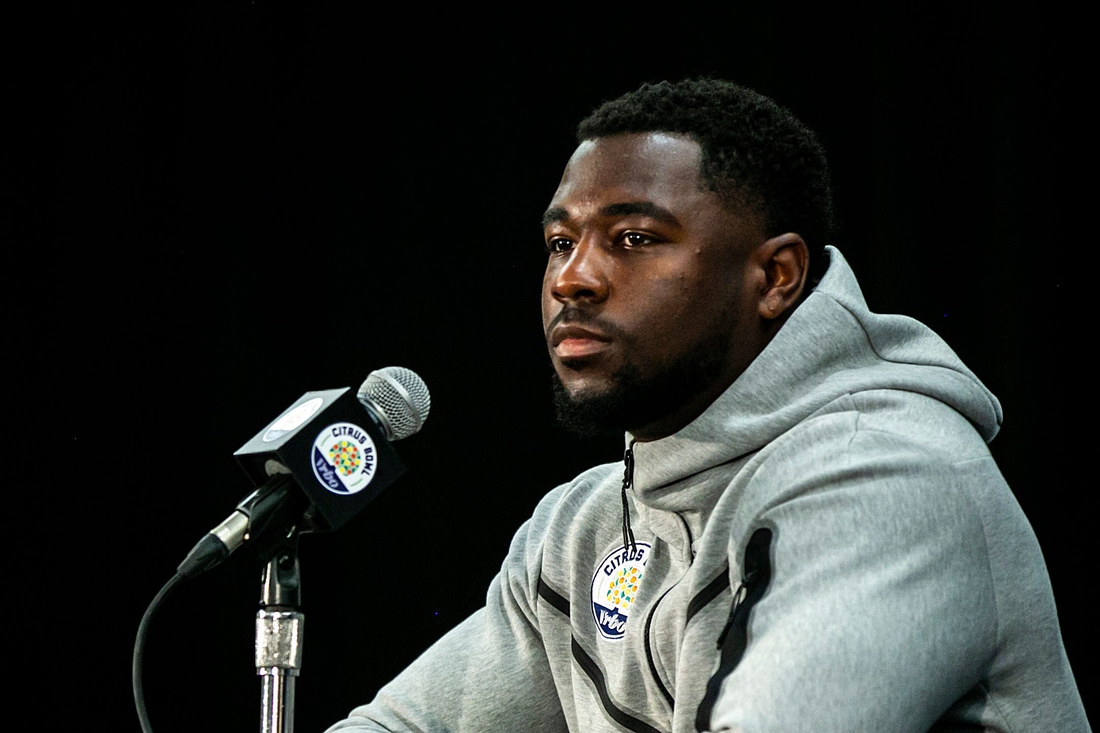 Kentucky defensive back Yusuf Corker speaks during a news conference for the Vrbo Citrus Bowl, Wednesday, Dec. 29, 2021, at the Rosen Plaza Hotel in Orlando, Fla.

211229 Iowa Kentucky Presser 005 Jpg