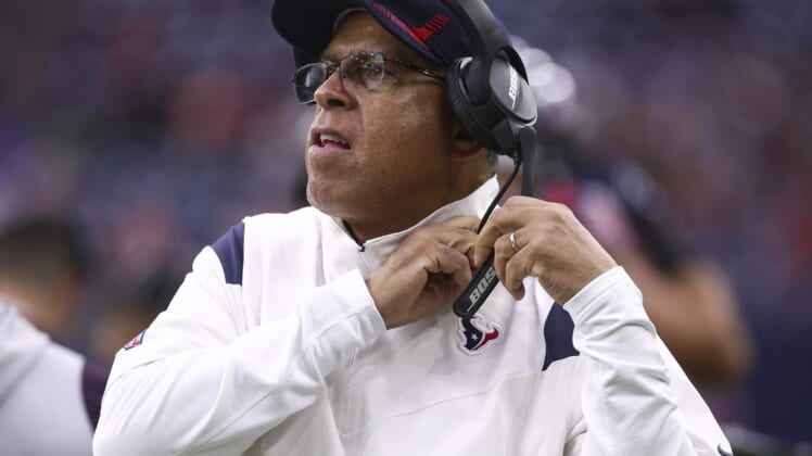 Dec 26, 2021; Houston, Texas, USA; Houston Texans head coach David Culley before the game against the Los Angeles Chargers at NRG Stadium. Mandatory Credit: Troy Taormina-USA TODAY Sports