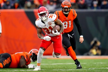 Kansas City Chiefs running back Darrel Williams (31) carries the ball in the third quarter during a Week 17 NFL game against the Cincinnati Bengals, Sunday, Jan. 2, 2022, at Paul Brown Stadium in Cincinnati. The Cincinnati Bengals defeated the Kansas City Chiefs, 34-31. With the win the, the Cincinnati Bengals won the AFC North division and advance to the NFL playoffs.

Kansas City Chiefs At Cincinnati Bengals Jan 2