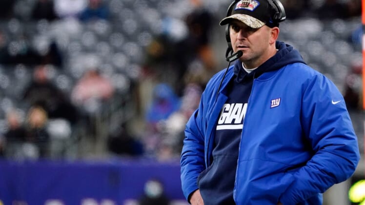 New York Giants head coach Joe Judge on the sideline in the second half. The Giants lose to Washington, 22-7, at MetLife Stadium on Sunday, Jan. 9, 2022.Nyg Vs Was