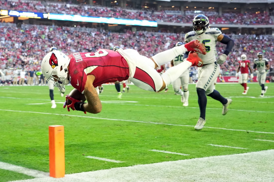 James Conner of the Arizona Cardinals runs the ball for a touchdown