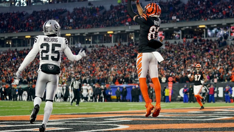 Cincinnati Bengals wide receiver Tyler Boyd catches a touchdown pass in the second quarter.

Syndication The Enquirer