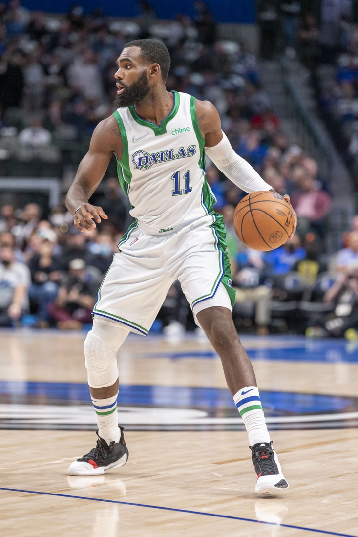 Dec 7, 2021; Dallas, Texas, USA; Dallas Mavericks forward Tim Hardaway Jr. (11) in action during the game between the Brooklyn Nets and the Dallas Mavericks at the American Airlines Center. Mandatory Credit: Jerome Miron-USA TODAY Sports