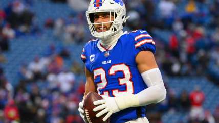 WATCH: Micah Hyde steals Mac Jones touchdown pass on an absurd, diving interception in the end zone