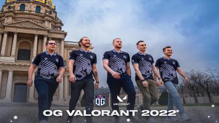 OG's 2022 Valorant roster includes Benjamin "uNKOE" Chevasson, Theo "OniBy" Tarlier, Joey "fxy0" Schlosser, Mathieu "LaAw" Plantin, Elian "MateliaN" Romagnoli and coach Julien “daemoN” Ducros.