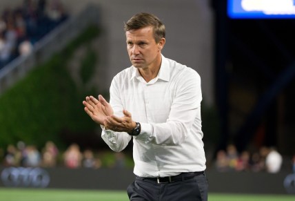 Jun 2, 2018; Foxborough, MA, USA; New York Red Bulls coach Jesse Marsch during the second half of New England's 2-1 win over the New York Red Bulls at Gillette Stadium. Mandatory Credit: Winslow Townson-USA TODAY Sports