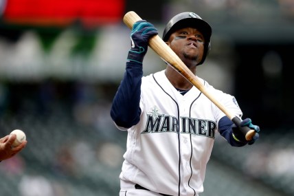 Jul 27, 2019; Seattle, WA, USA; Seattle Mariners left fielder Tim Beckham (1) reacts after striking out against the Detroit Tigers during the second inning at T-Mobile Park. Mandatory Credit: Jennifer Buchanan-USA TODAY Sports