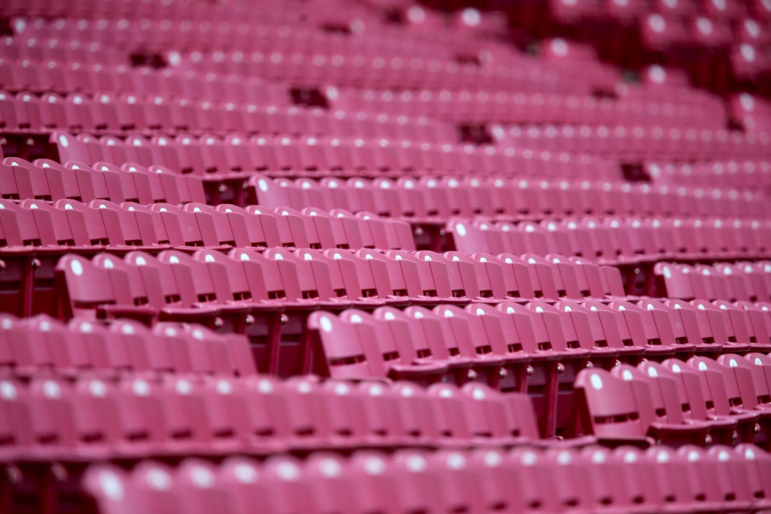 Empty seats, Monday, July 6, 2020, at Great American Ball Park in Cincinnati. The Cincinnati Reds and Major League Baseball opened a second spring training period ahead of a shortened season due to the new coronavirus pandemic.

Cincinnati Reds Spring Training 2 0 Practice