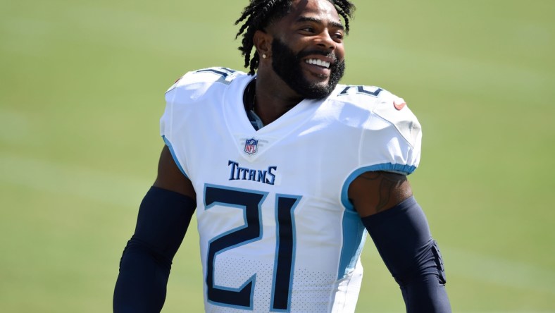 Tennessee Titans cornerback Malcolm Butler (21) smiles before the game against the Jacksonville Jaguars at Nissan Stadium Sunday, Sept. 20, 2020 in Nashville, Tenn.

Gw46924