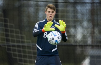 Jan 20, 2020; Vancouver, BC, Canada; Whitecaps player Isaac Boehmer during opening day of pre-season camp.  Whitecaps MLS team training session at the Vancouver Whitecaps FC National Soccer Development Centre located at the University of British Columbia in Vancouver, BC, Canada. Mandatory Credit: Bob Frid/Vancouver White Caps-USA TODAY NETWORK