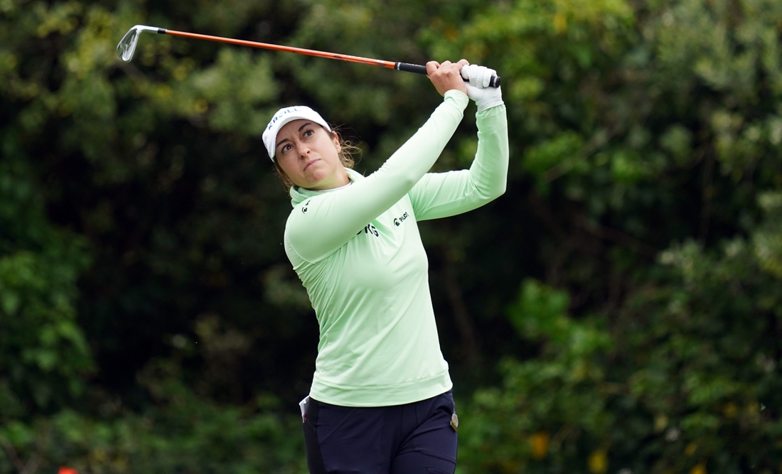 Jun 4, 2021; San Francisco, California, USA; Marina Alex plays her shot from the 15th tee during the second round of the U.S. Women's Open golf tournament at The Olympic Club. Mandatory Credit: Kyle Terada-USA TODAY Sports