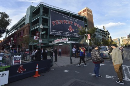 Oct 11, 2021; Boston, Massachusetts, USA; A general view outside Fenway Park before game four of the 2021 ALDS between the Boston Red Sox and the Tampa Bay Rays. Mandatory Credit: Bob DeChiara-USA TODAY Sports