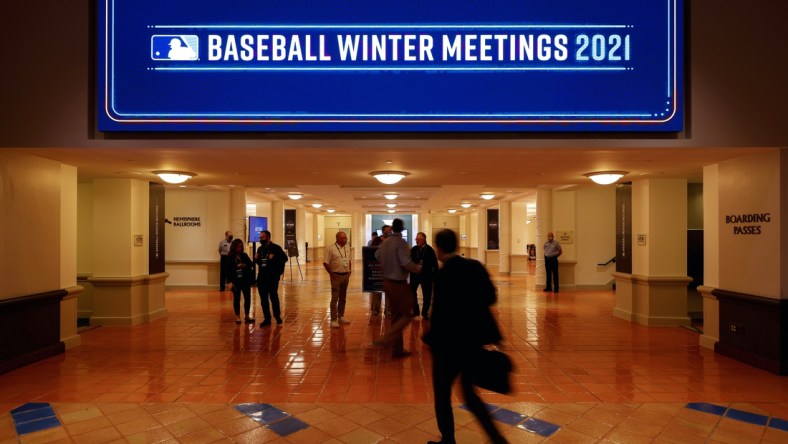 Dec 6, 2021; Orlando, FL, USA;  Minor league baseball conducted scaled down 2021 winter meetings at Walt Disney World Swan and Dolphin Resort. Mandatory Credit: Nathan Ray Seebeck-USA TODAY Sports