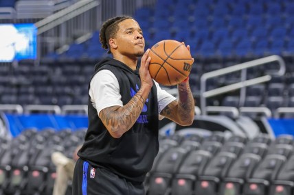 Dec 23, 2021; Orlando, Florida, USA; Orlando Magic guard Markelle Fultz (20) warms up before the game against the New Orleans Pelicans at Amway Center. Mandatory Credit: Mike Watters-USA TODAY Sports