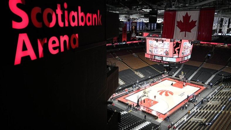 Jan 4, 2022; Toronto, Ontario, CAN; A general view of Scotiabank Arena before a game between the San Antonio Spurs and Toronto Raptors. Mandatory Credit: John E. Sokolowski-USA TODAY Sports