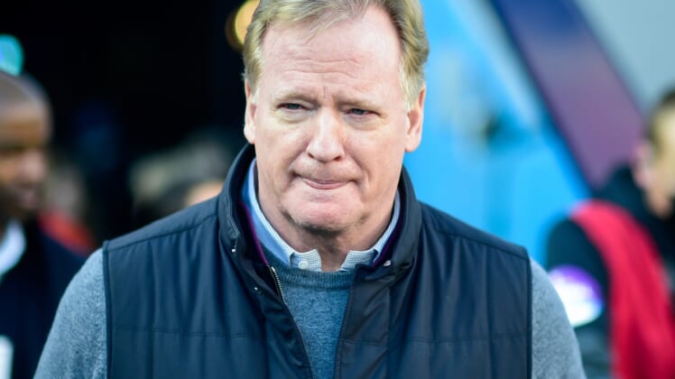 Jan 22, 2022; Nashville, Tennessee, USA; NFL commissioner Roger Goodell during a AFC Divisional playoff football game at Nissan Stadium. Mandatory Credit: Steve Roberts-USA TODAY Sports