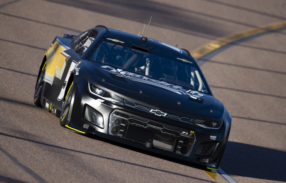 Jan 25, 2022; Avondale, AZ, USA; NASCAR Cup Series driver Kyle Larson during the Next Gen test at Phoenix Raceway. Mandatory Credit: Mark J. Rebilas-USA TODAY Sports