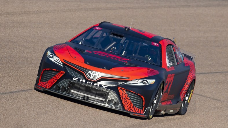 Jan 25, 2022; Avondale, AZ, USA; NASCAR Cup Series driver Kurt Busch during the Next Gen test at Phoenix Raceway. Mandatory Credit: Mark J. Rebilas-USA TODAY Sports