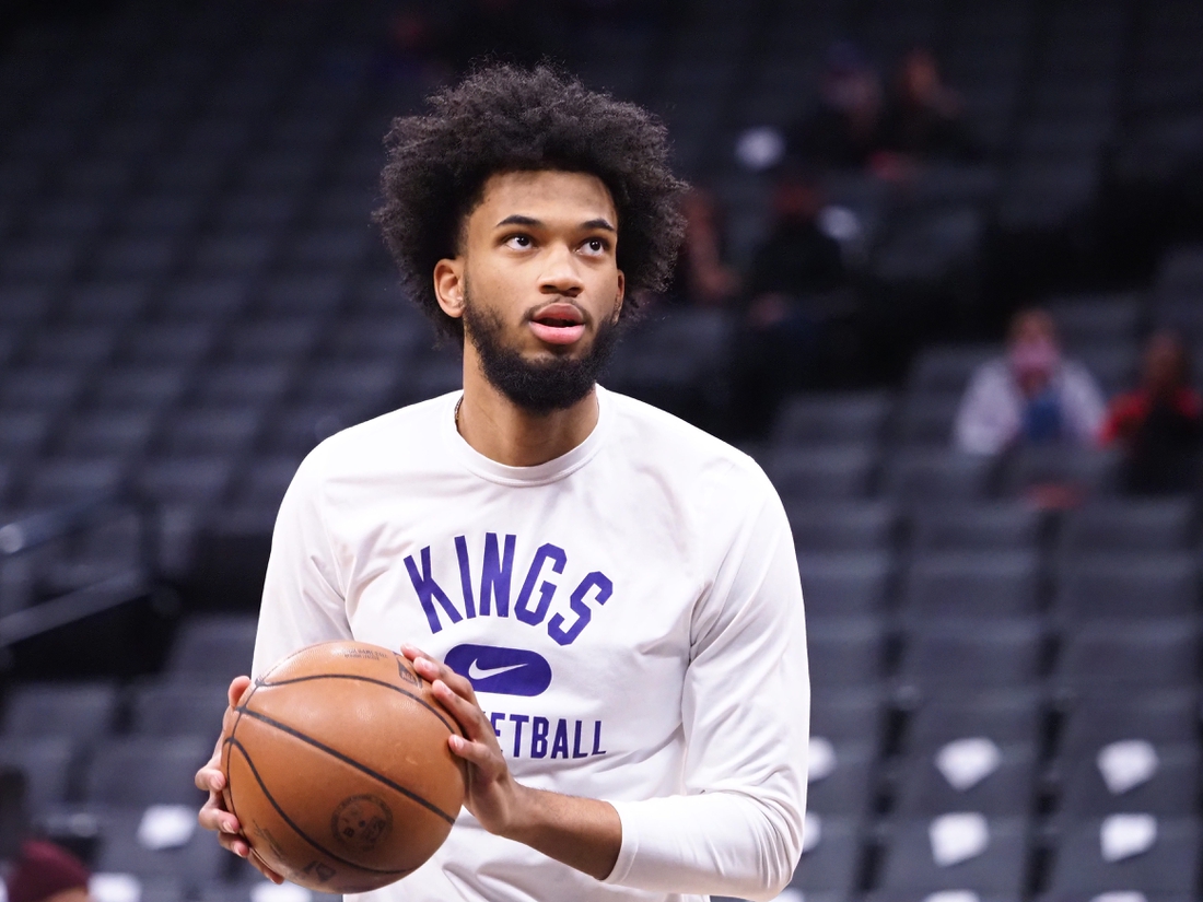 Feb 5, 2022; Sacramento, California, USA; Sacramento Kings forward Marvin Bagley III (35) warms up before the game against the Oklahoma City Thunder at Golden 1 Center. Mandatory Credit: Kelley L Cox-USA TODAY Sports