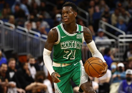 Feb 6, 2022; Orlando, Florida, USA; Boston Celtics guard Dennis Schroder (71) drives to the basket against the Orlando Magic during the second half at Amway Center. Mandatory Credit: Kim Klement-USA TODAY Sports