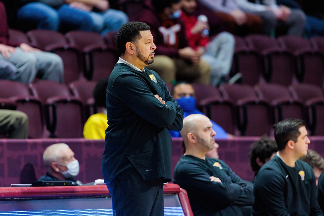 Feb 7, 2022; Blacksburg, Virginia, USA; Pittsburg Panthers head coach Jeff Capel looks on during a game against the Virginia Tech Hokies during the second half at Cassell Coliseum. Mandatory Credit: Ryan Hunt-USA TODAY Sports